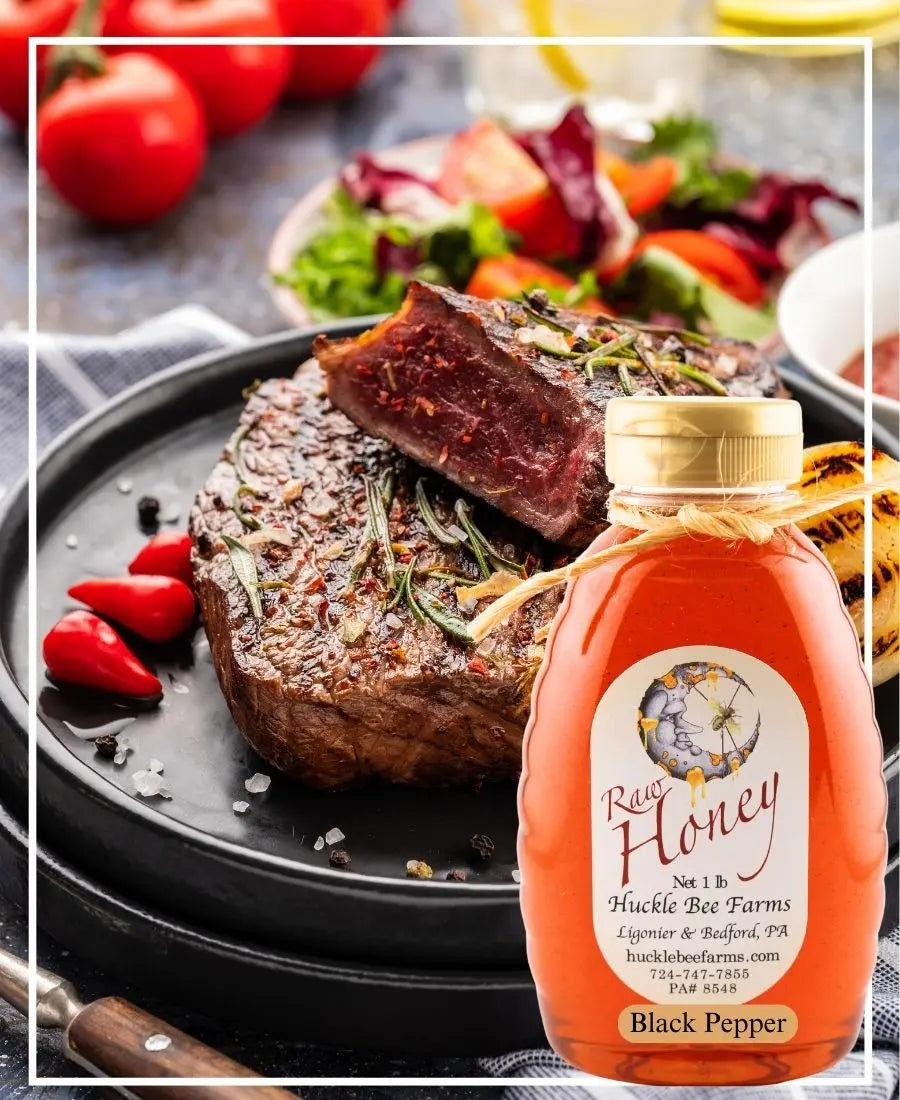Black Pepper Infused Honey Huckle Bee Farms LLC