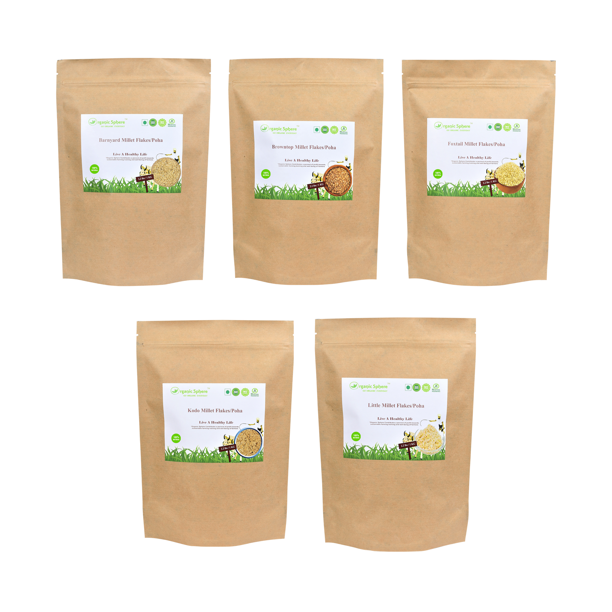 100% Natural Little Millet Rice Flakes (Poha)