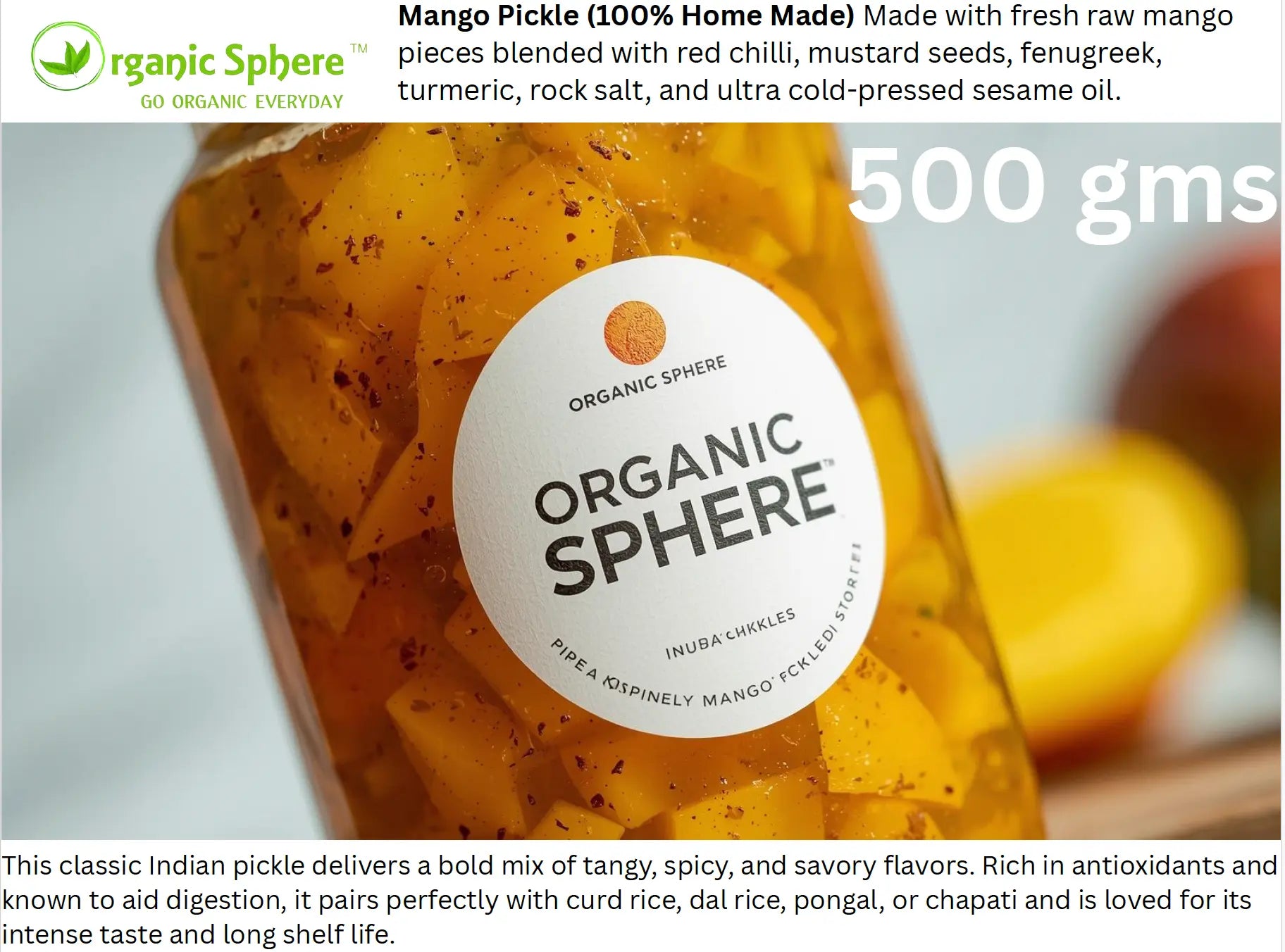 Mango Pickle (100% Homemade) Organic Sphere