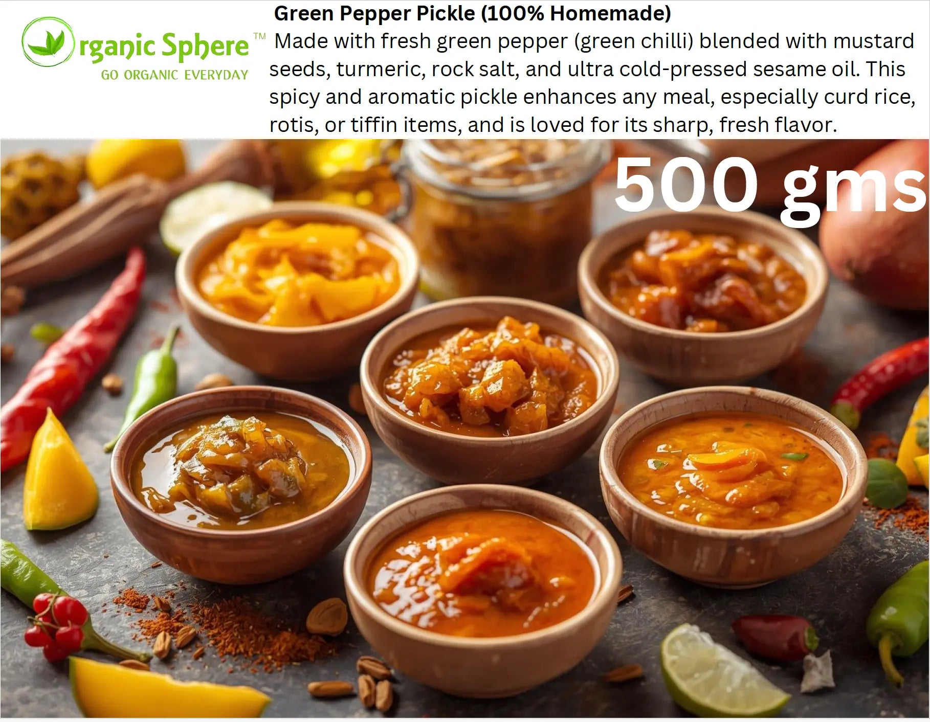 Green Pepper Pickle (100% Homemade) Organic Sphere