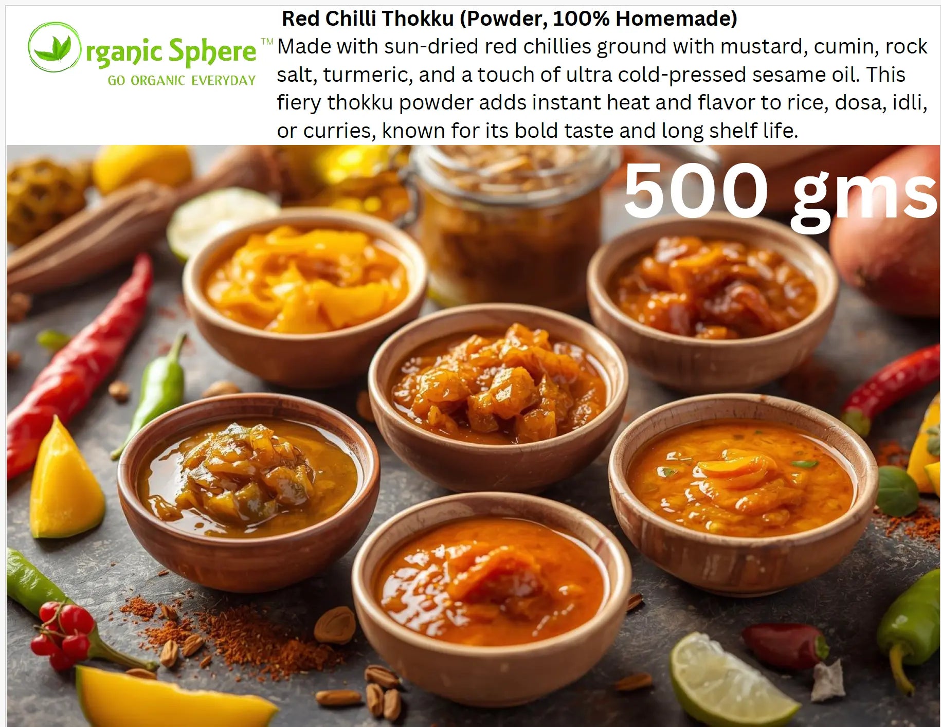 Red Chilli Thokku (Powder, 100% Homemade) Organic Sphere