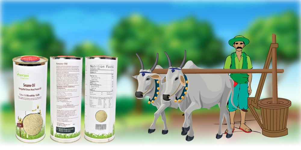 Organic Sphere's Bull-Pressed Sesame Oil: Authentic, 100% Pure & Organic - Derived from Premium Organic Sesame Seeds - Time-Honored Bull-Driven Process